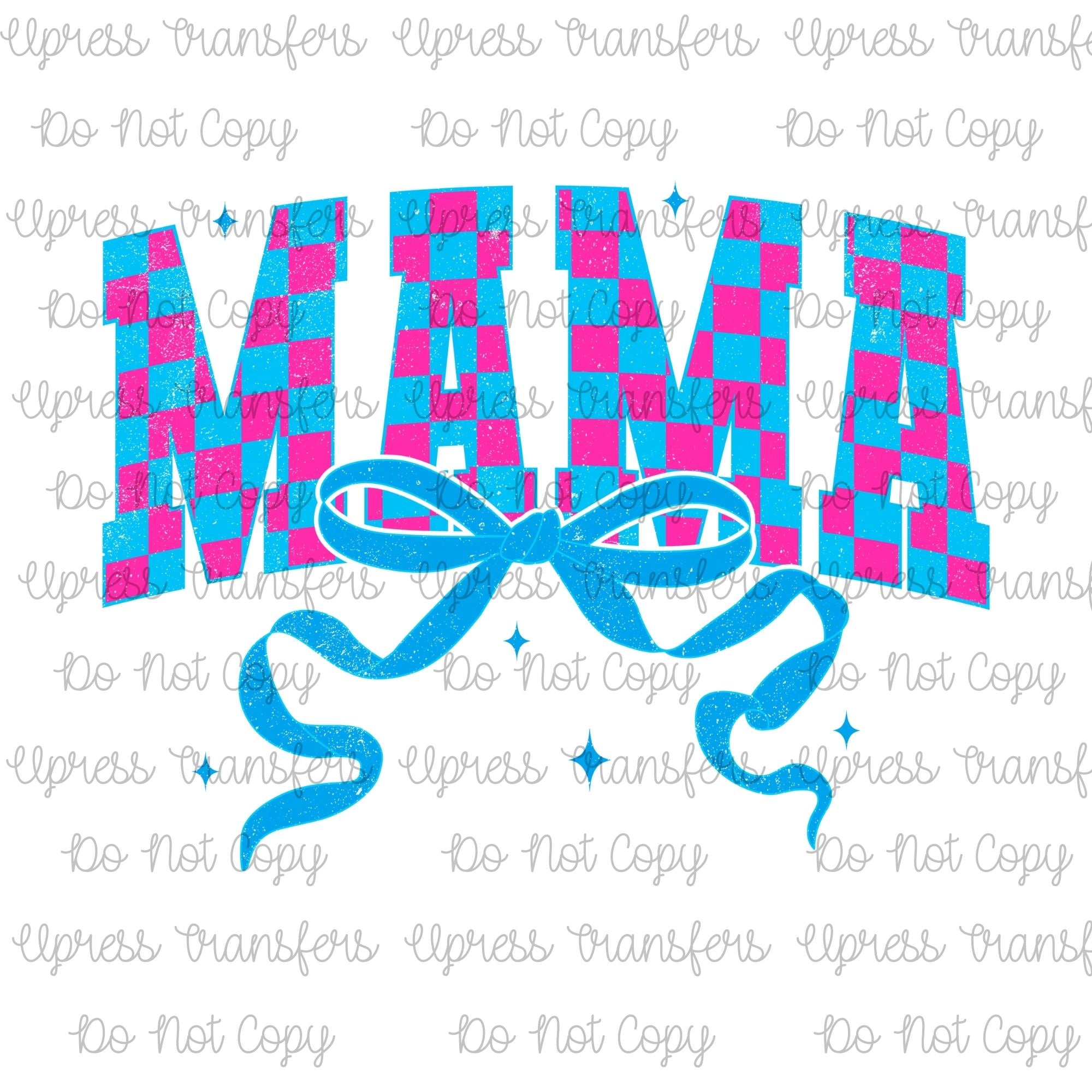 Neon Blue And Pink Mama Checkered
