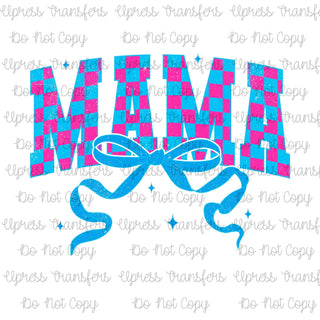 Neon Blue And Pink Mama Checkered
