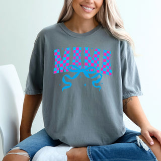 Neon Blue And Pink Mama Checkered