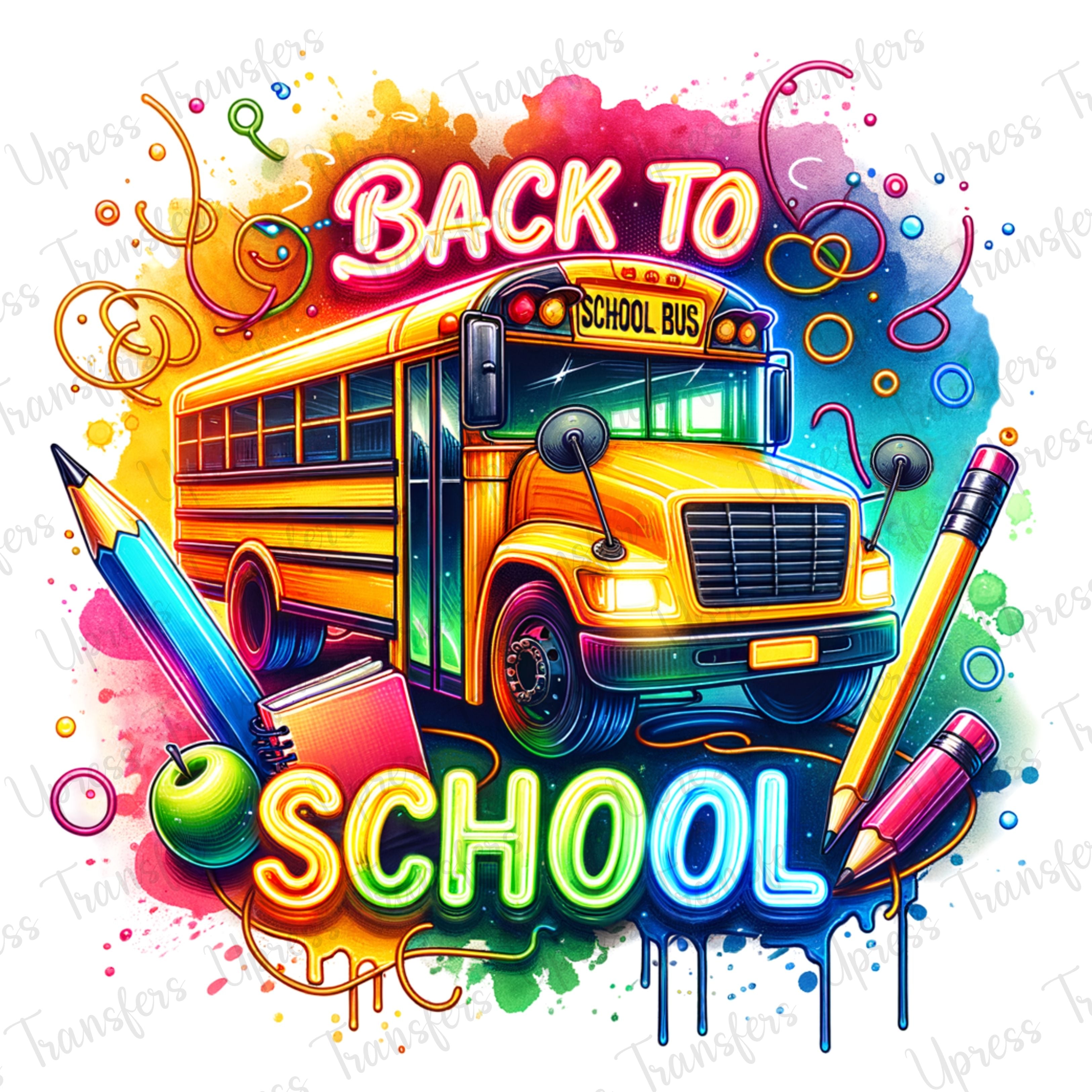 Neon Bright School Bus Drip