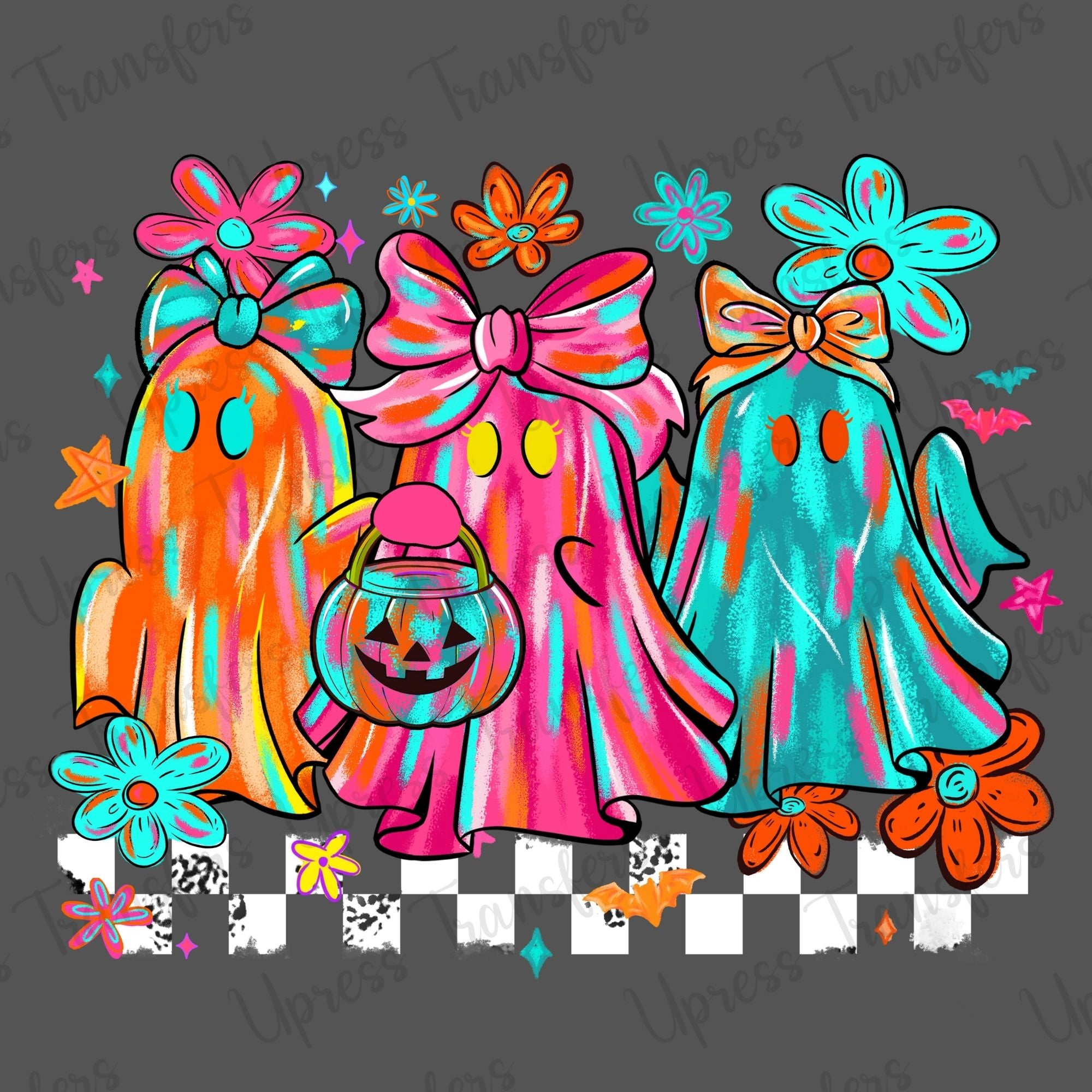 Neon Brushstroke Ghosts Trio