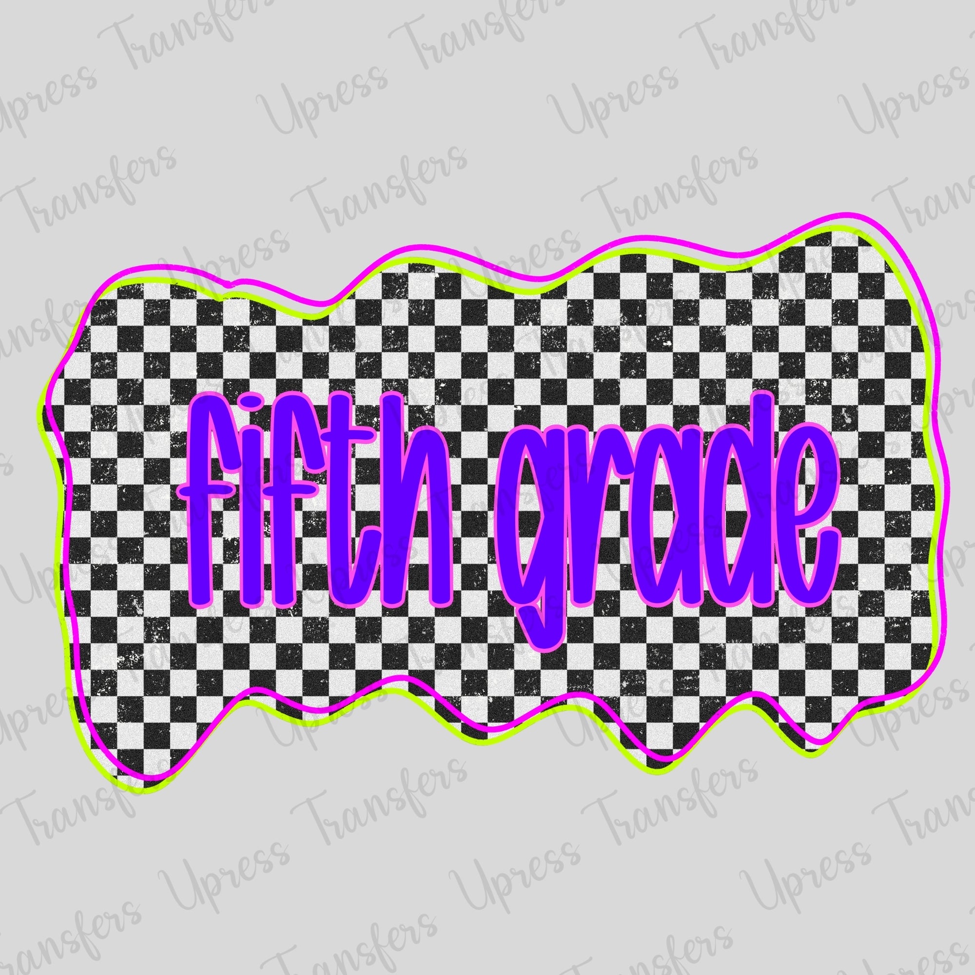 Neon Checkered Fifth Grade