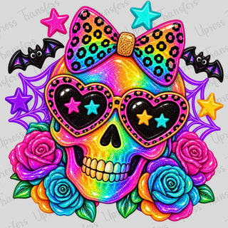 Neon Glitter Skull Head
