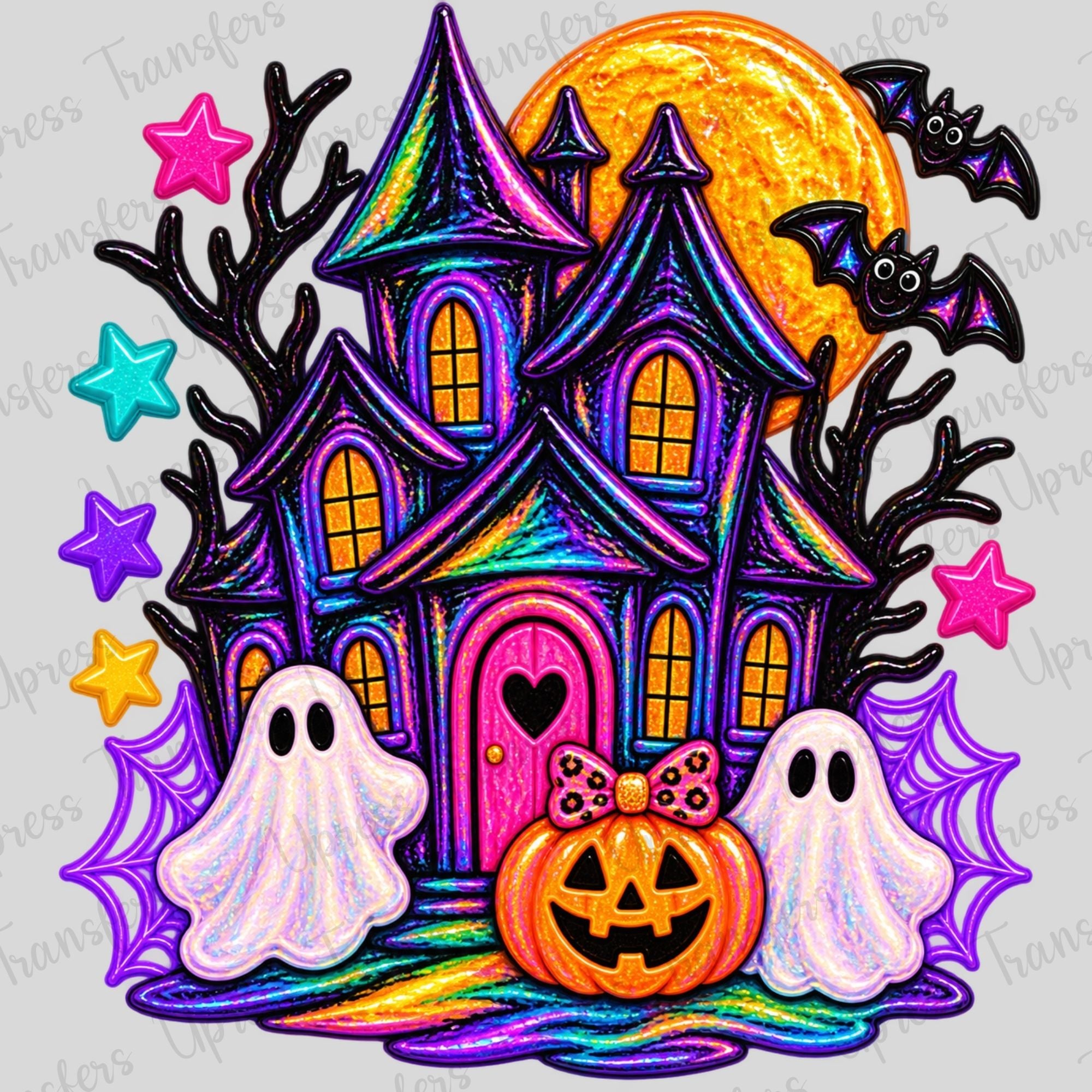 Neon Glitter Spooky House