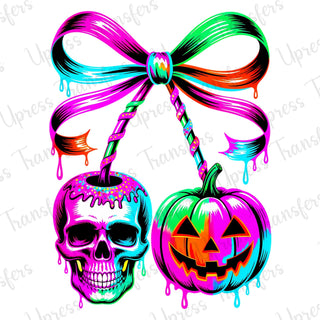 Neon Halloween Cherry Bow