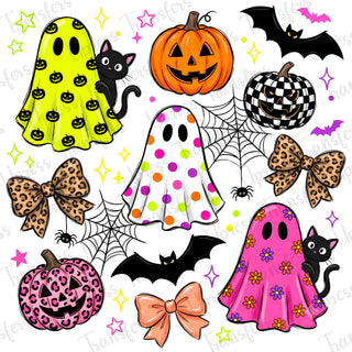Neon Halloween Things Doodle