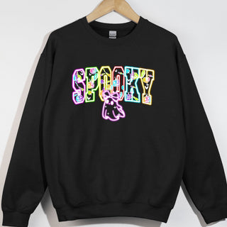 Neon Spooky Varsity Ghost with Bow