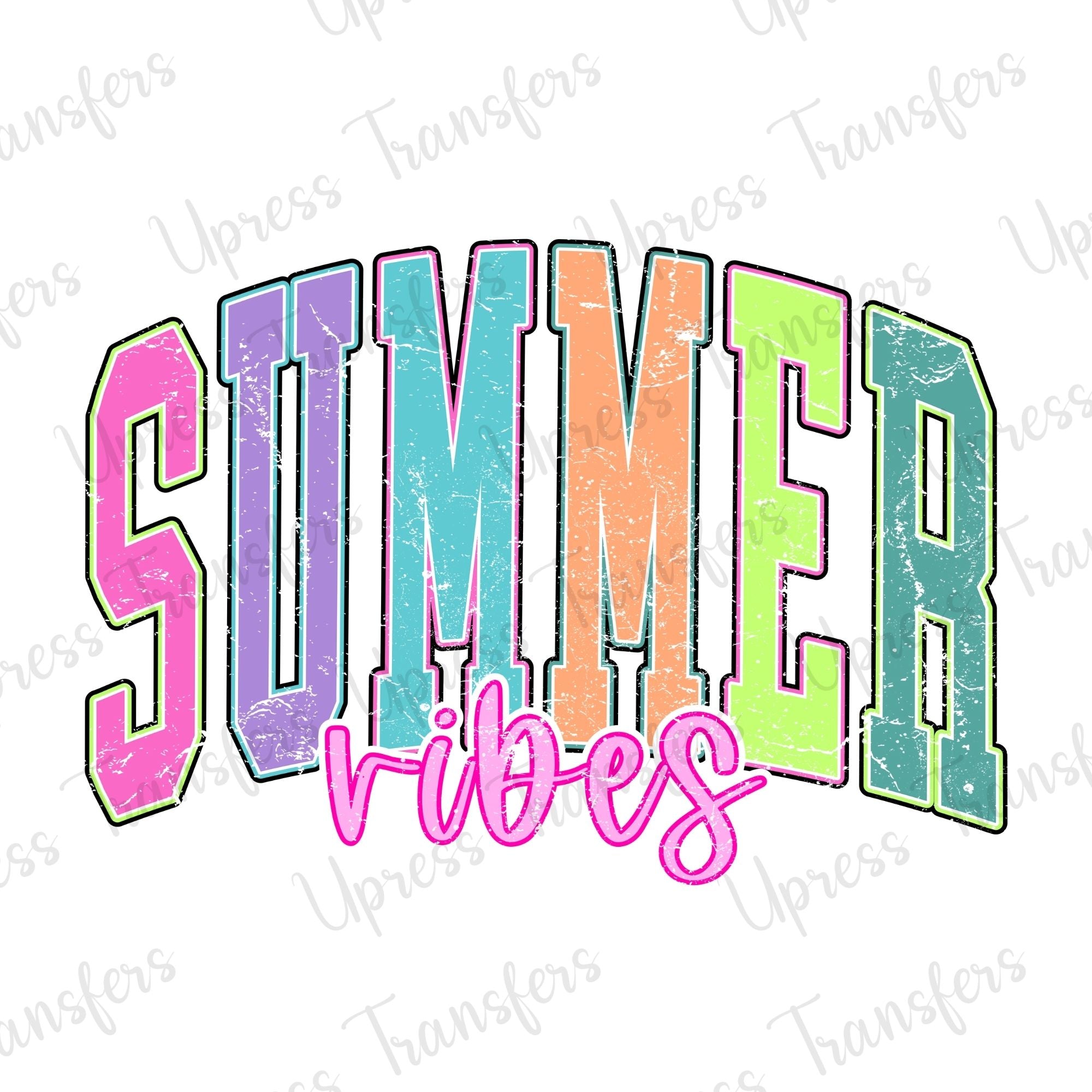 Neon Summer Vibes Varsity Distressed