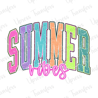 Neon Summer Vibes Varsity Distressed