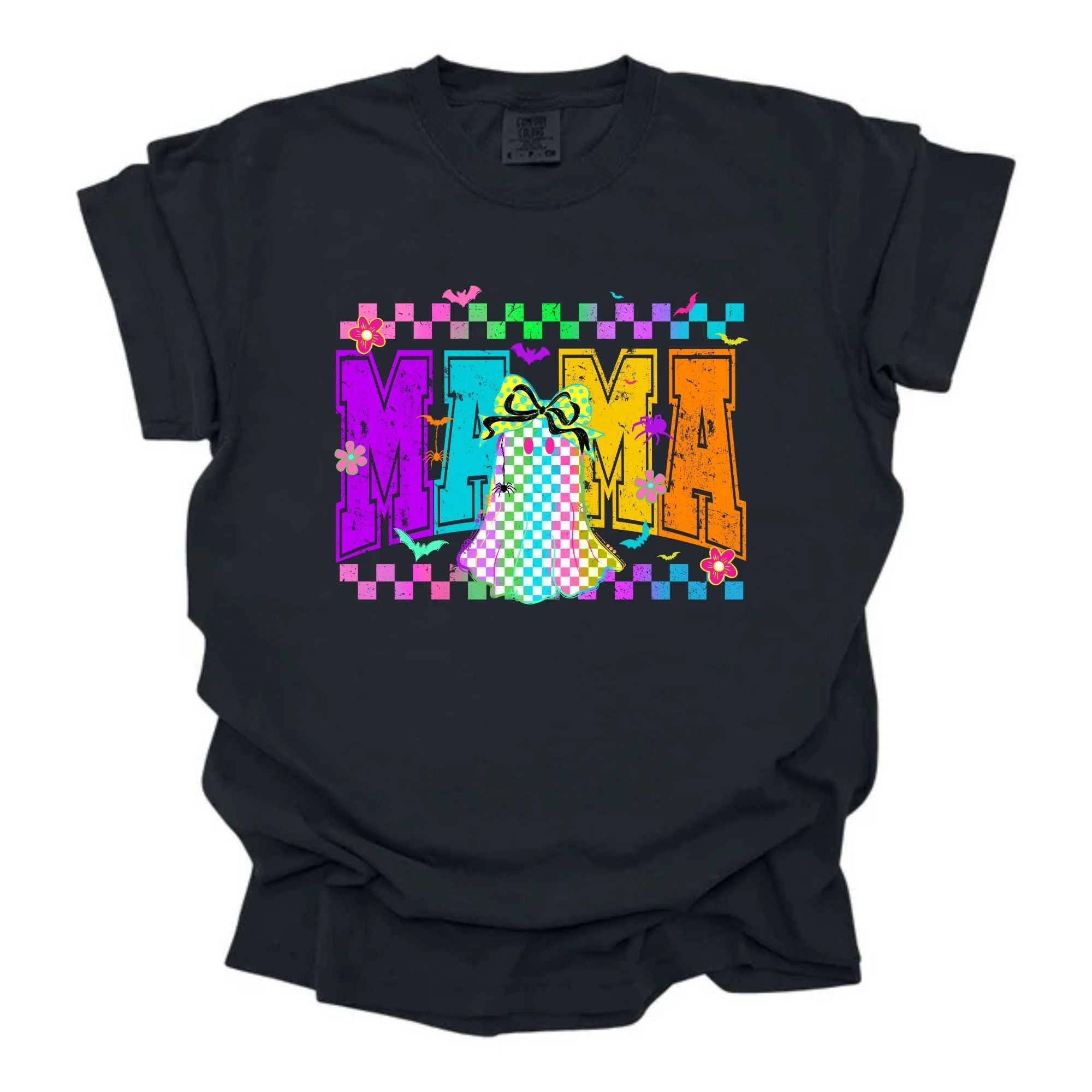 Neon Vibrant Checkered Halloween Mama