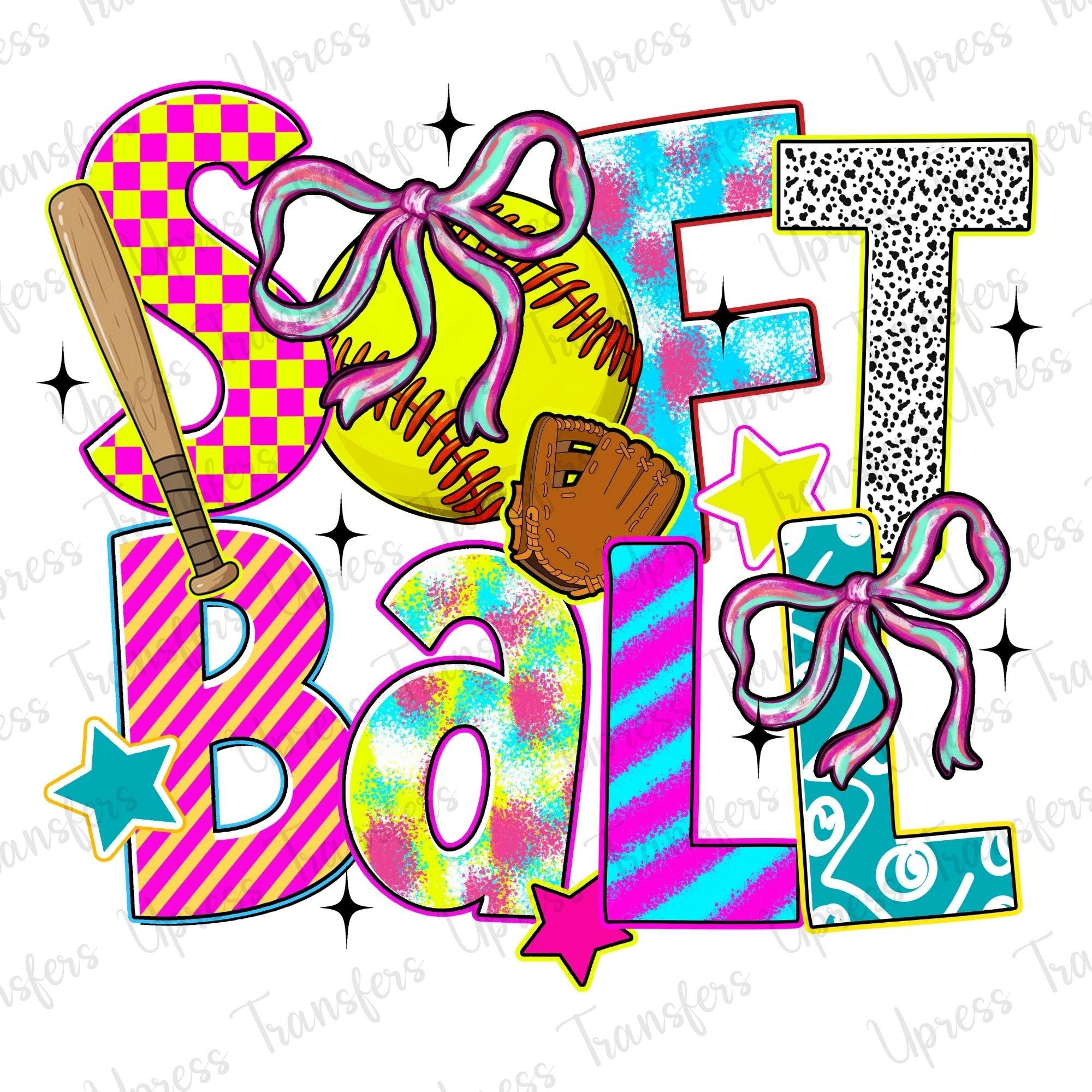 Neon Vibrant Softball Colorful