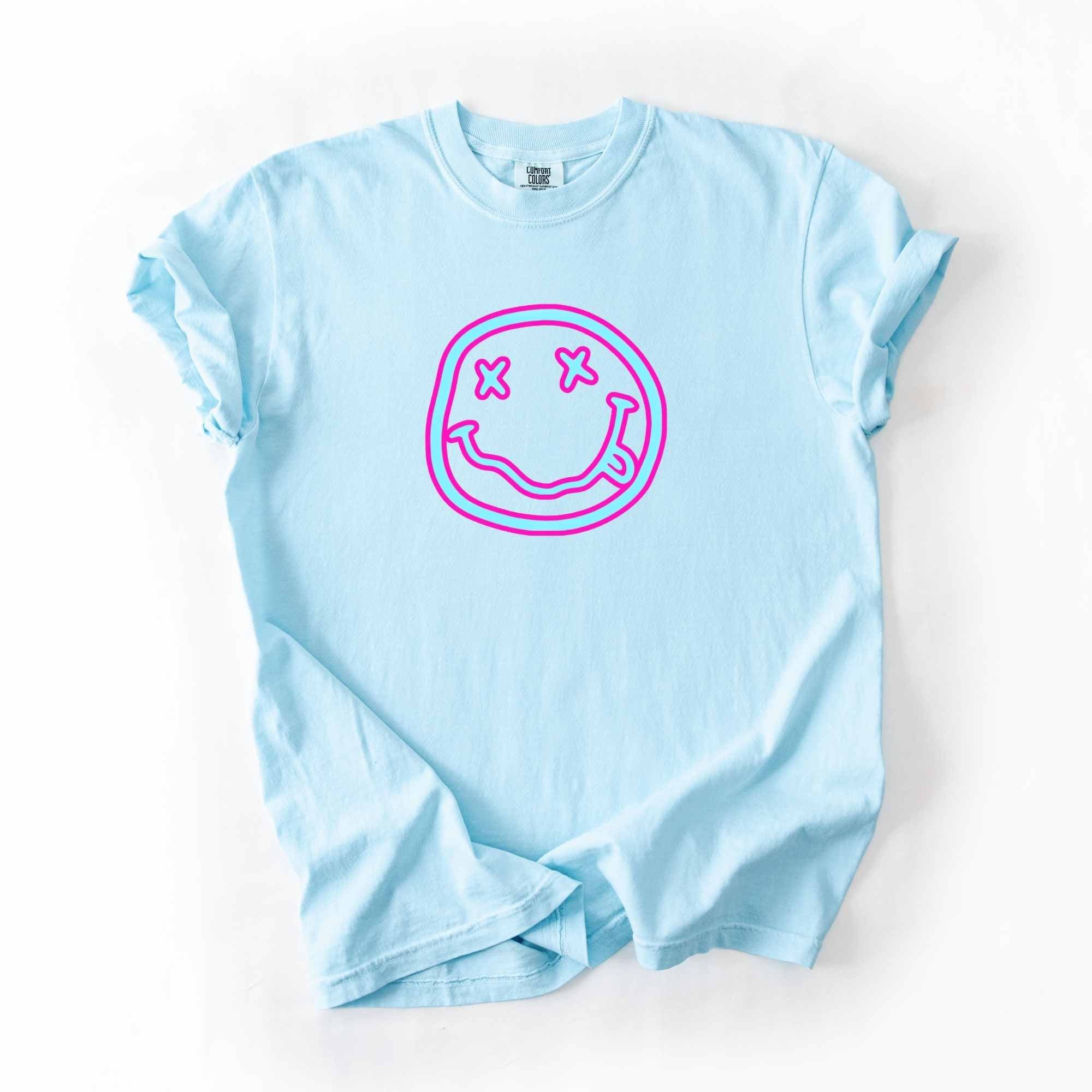 Neon pink and Blue Smiley