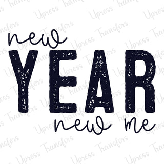 New Year New Me Black Distressed Script