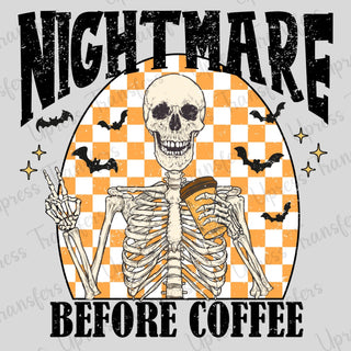 Nightmare Before Coffee Orange Checkered