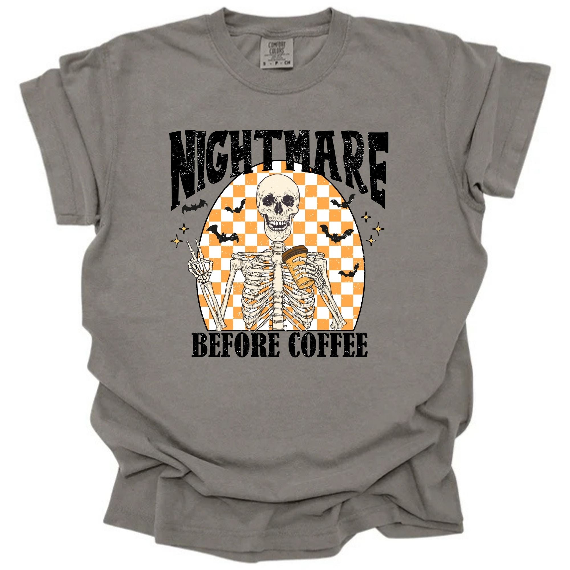 Nightmare Before Coffee Orange Checkered
