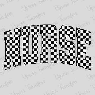 Nurse Distressed Black Checkered