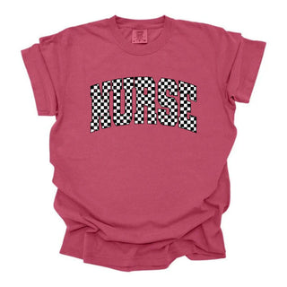 Nurse Distressed Black Checkered