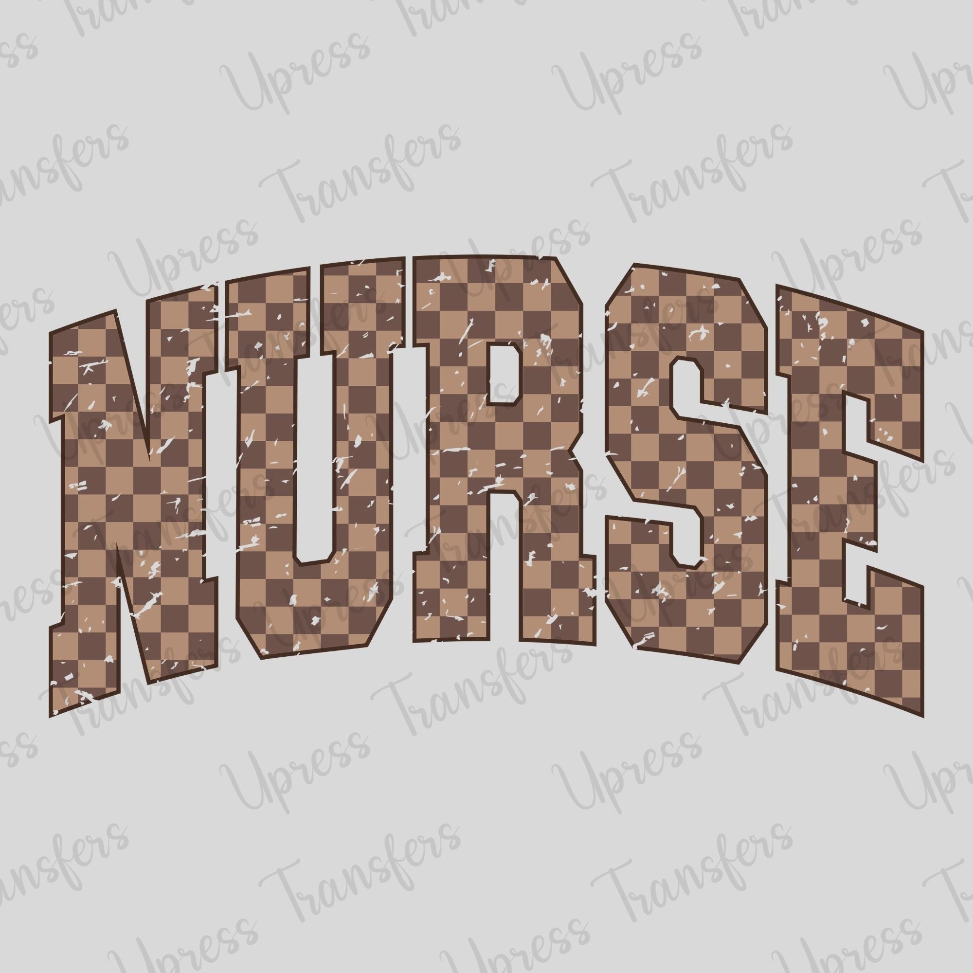 Nurse Distressed Brown Checkered