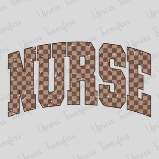 Nurse Distressed Brown Checkered