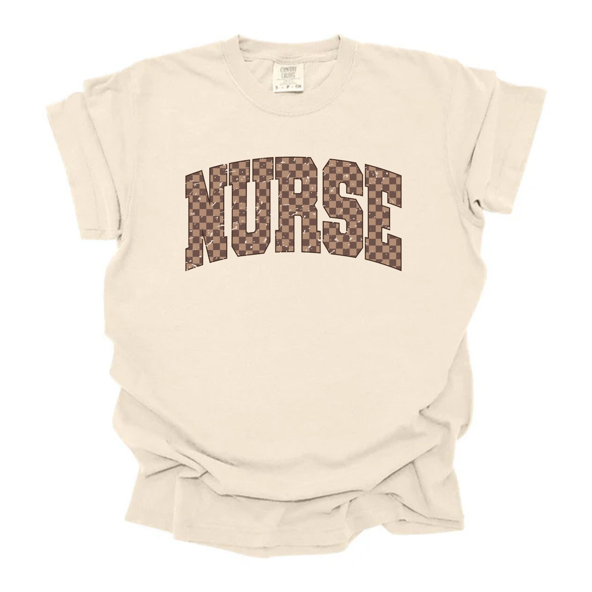 Nurse Distressed Brown Checkered