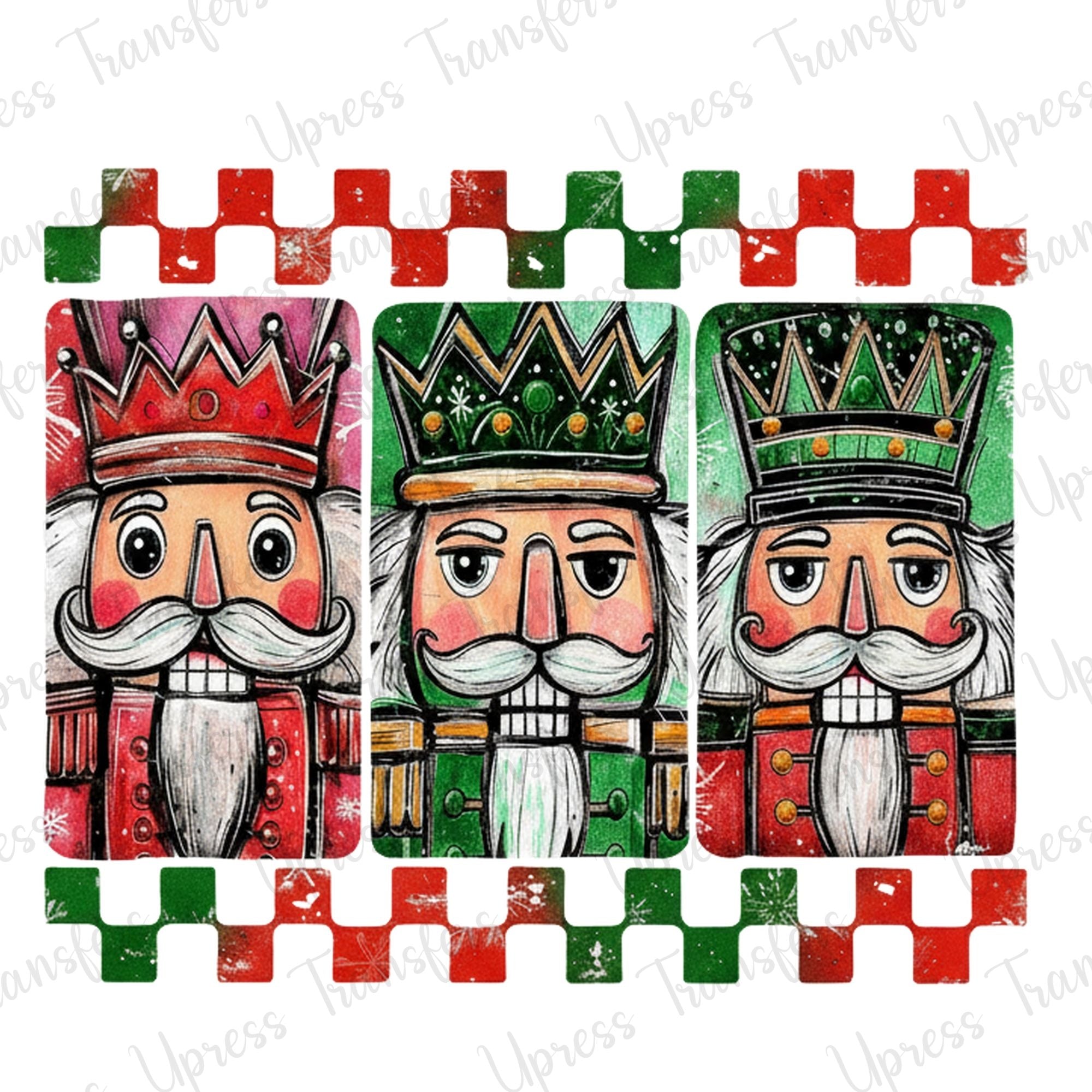 Nutcracker Trio Green and Red Checkered
