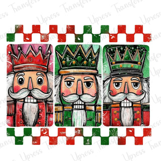 Nutcracker Trio Green and Red Checkered