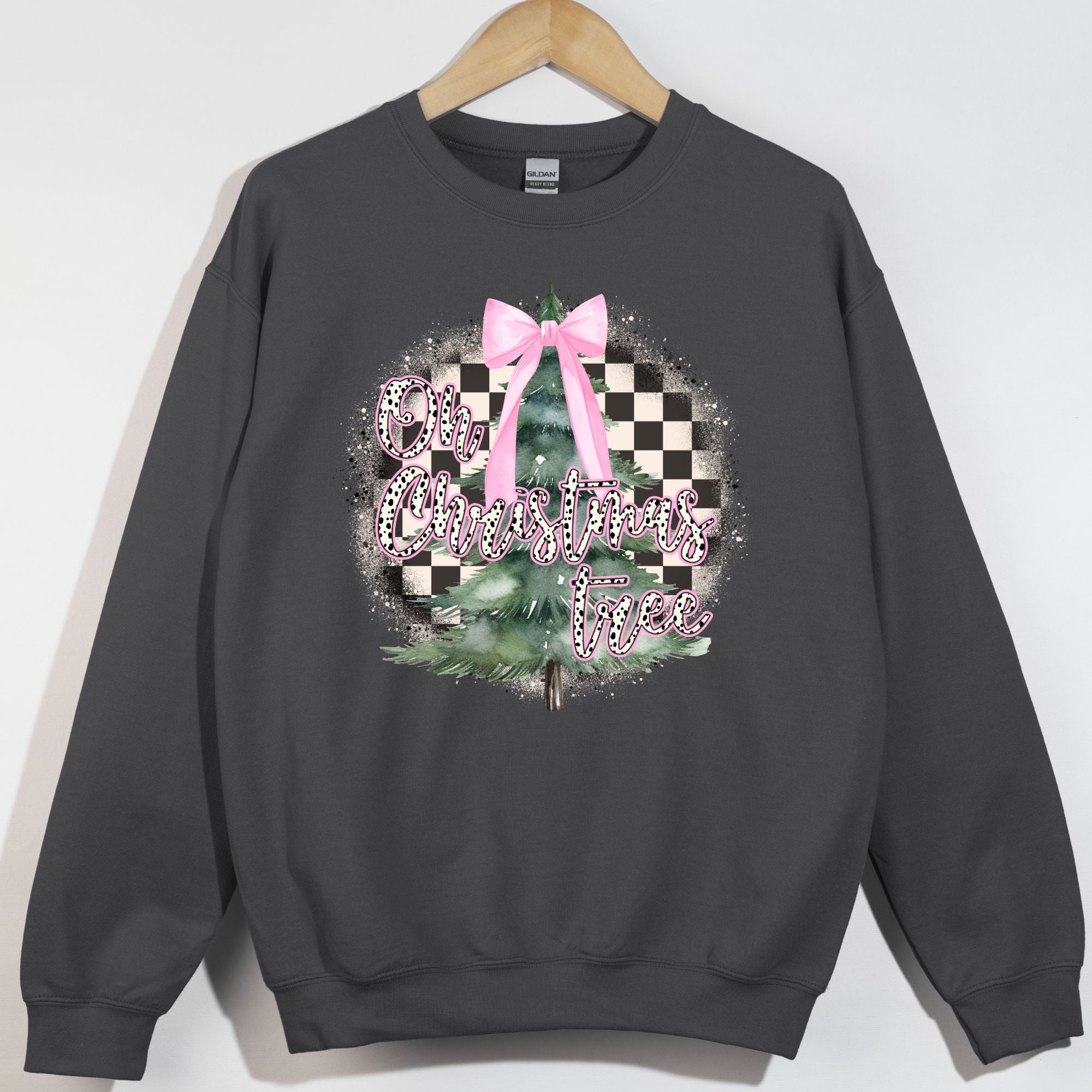 Oh Christmas Tree Retro Checkered Distressed
