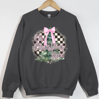 Oh Christmas Tree Retro Checkered Distressed