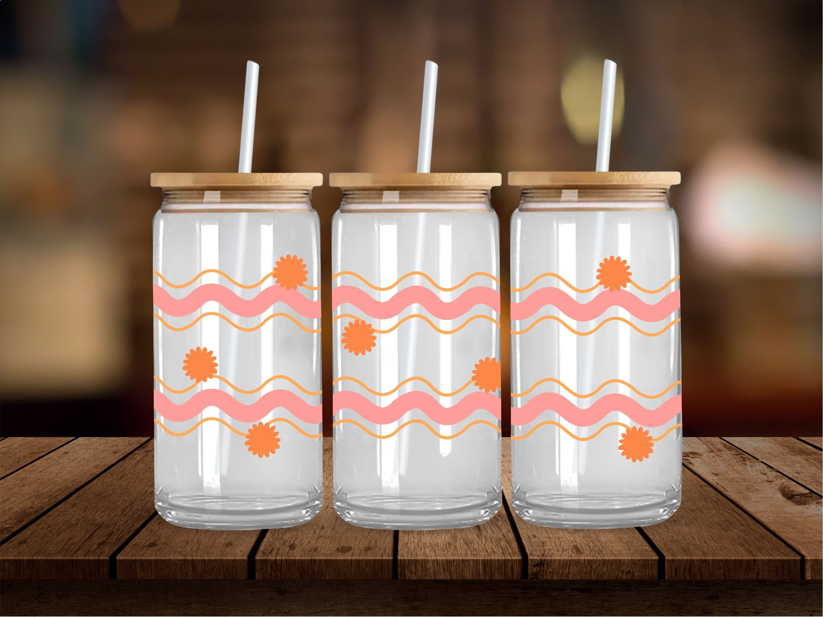 Orange Wavy Lines 16 Oz Wrap