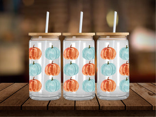 Orange and Blue Pumpkins 16 Oz Wrap