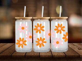 Orange and Pale Pink Flowers 16 Oz Wrap