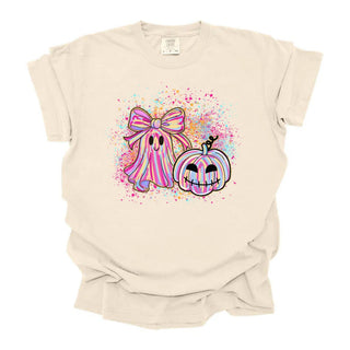 Paint Splatter Ghost and Pumpkin
