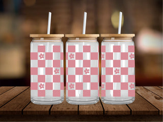 Pastel Flowers And Checkered 16 Oz Wrap