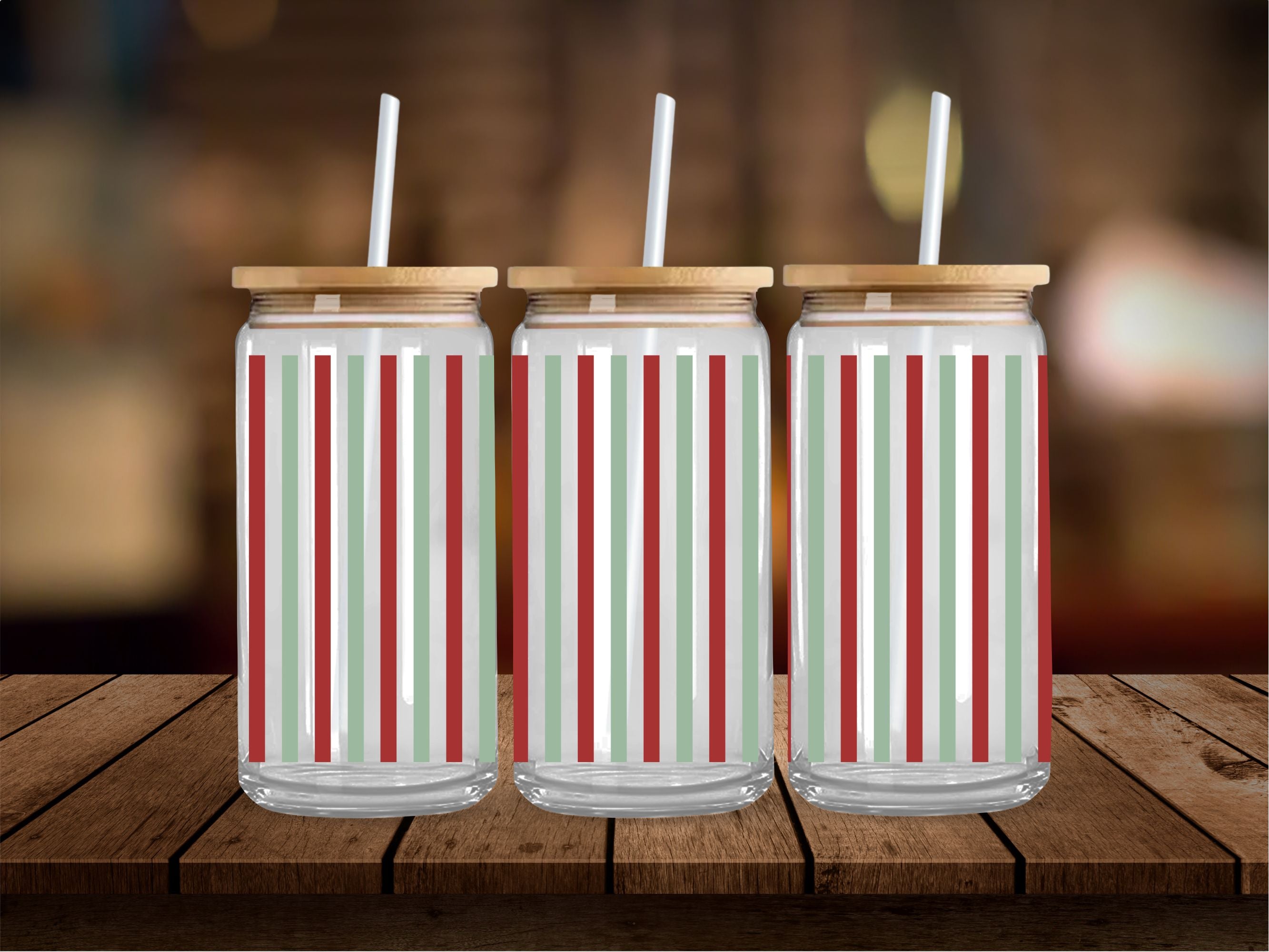 Pastel Green and Red Stripes 16 Oz Wrap