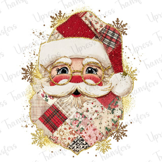Patchwork Santa Gold Glasses