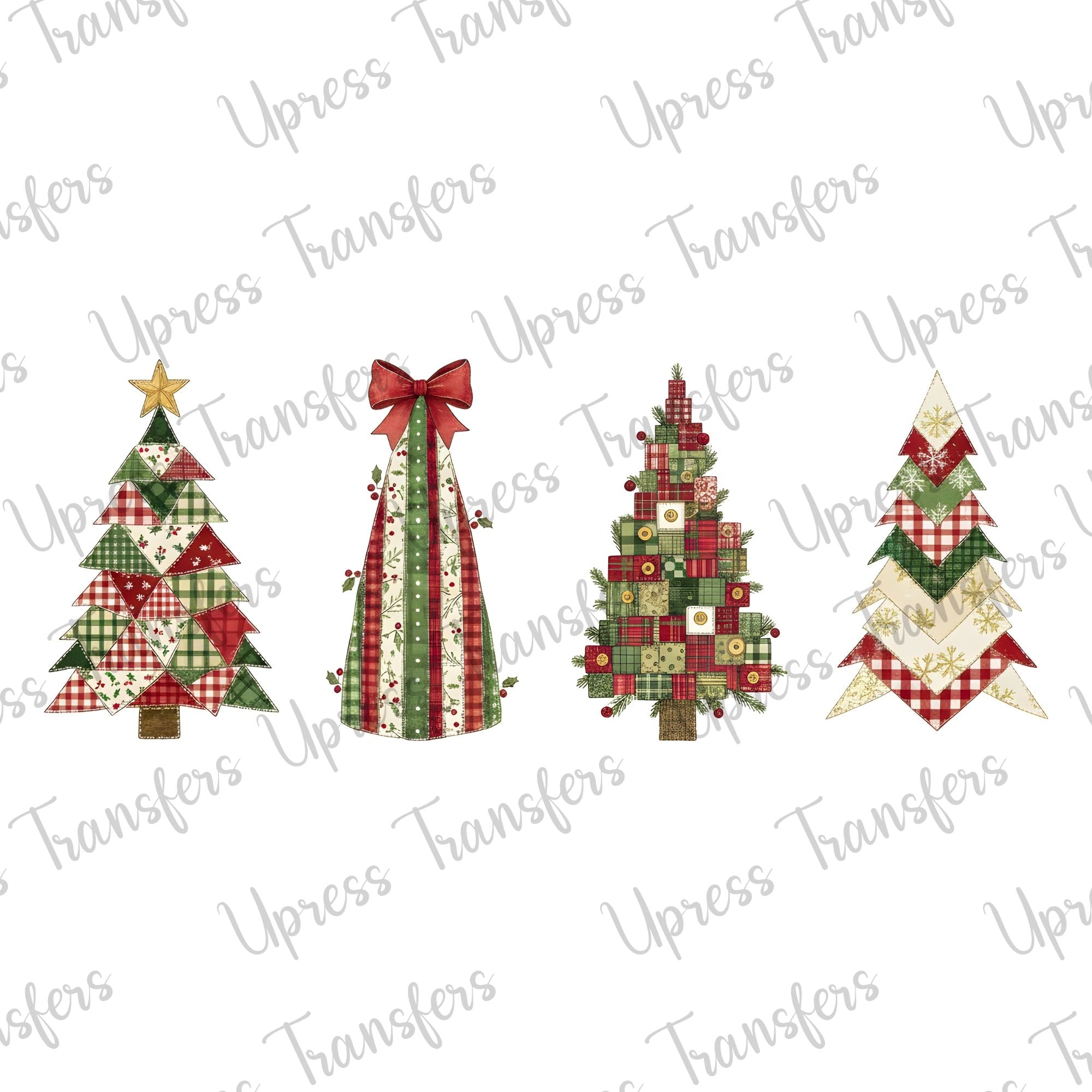Modern Patchwork Trees Patchwork Trees x4 – U Press Transfers