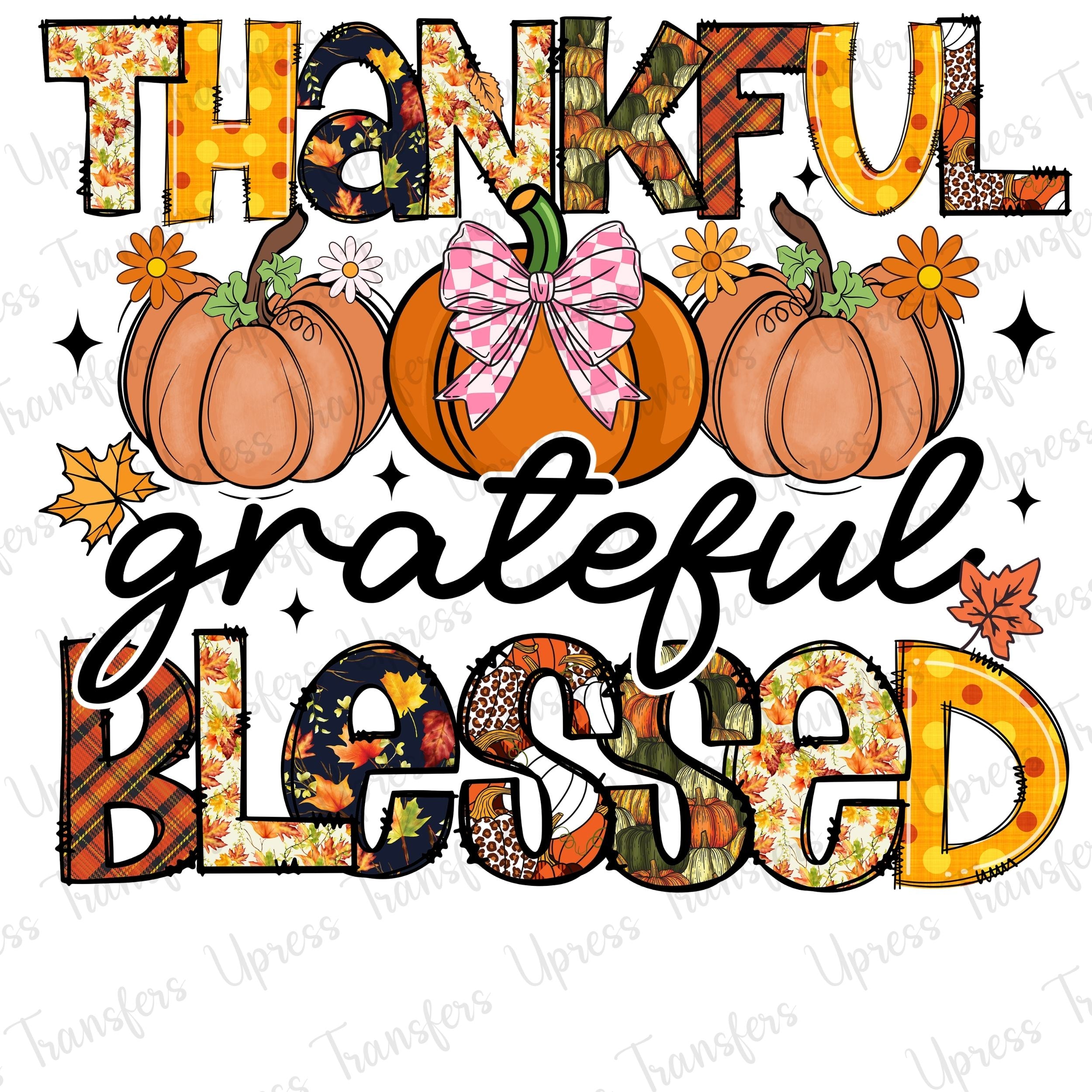 Pattern Letters Thankful Blessed