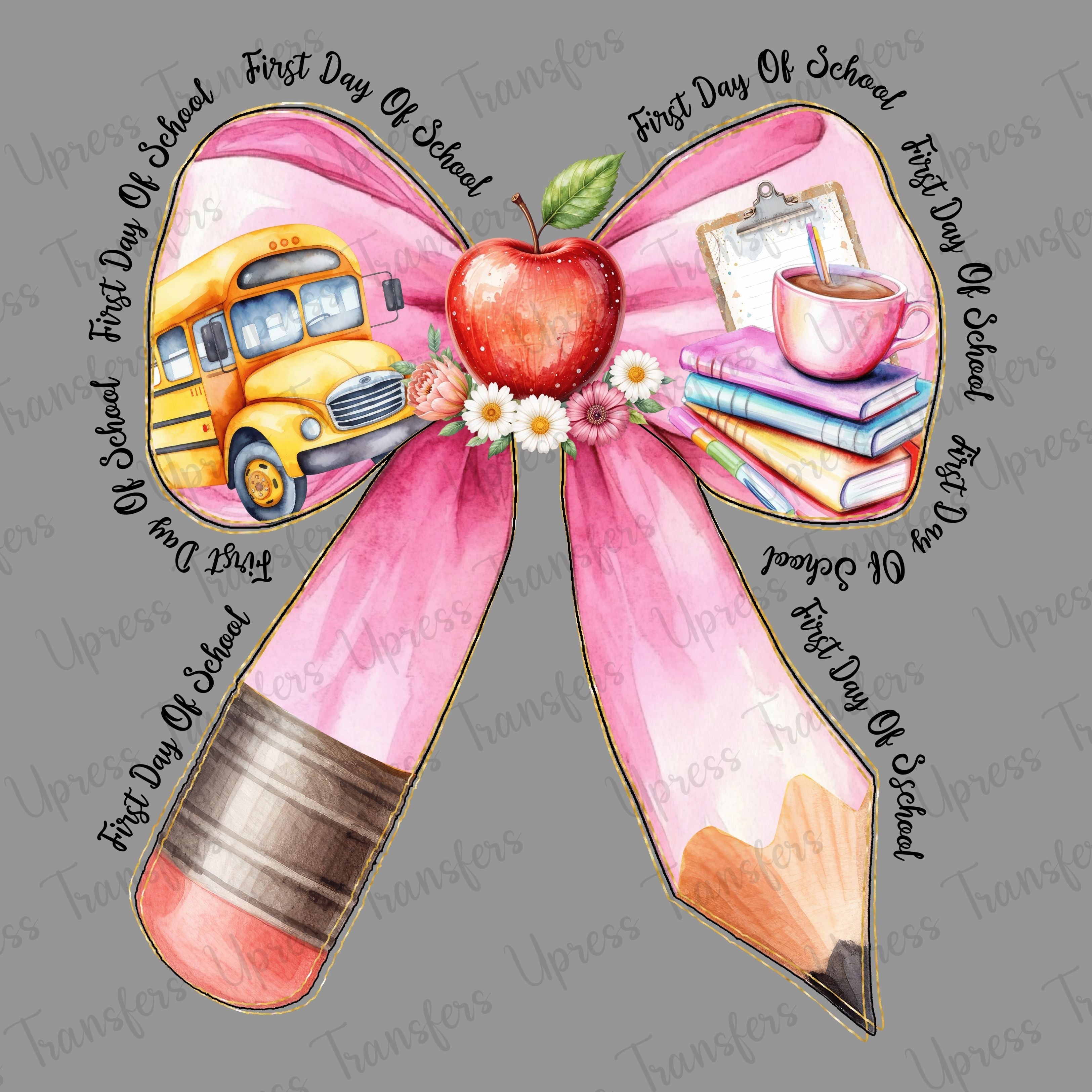 Pencil Bow 1st Day Of School Apple