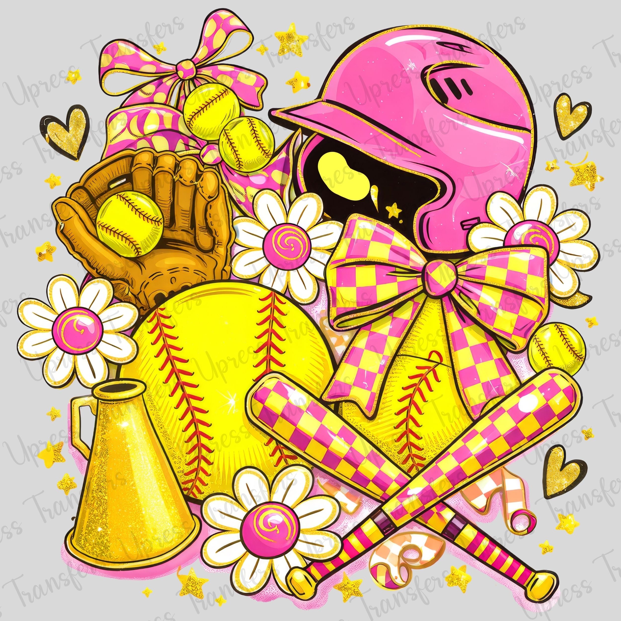 Pink And Yellow Floral Softball