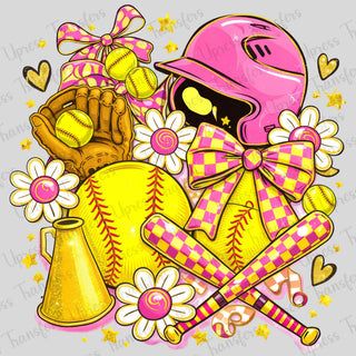 Pink And Yellow Floral Softball