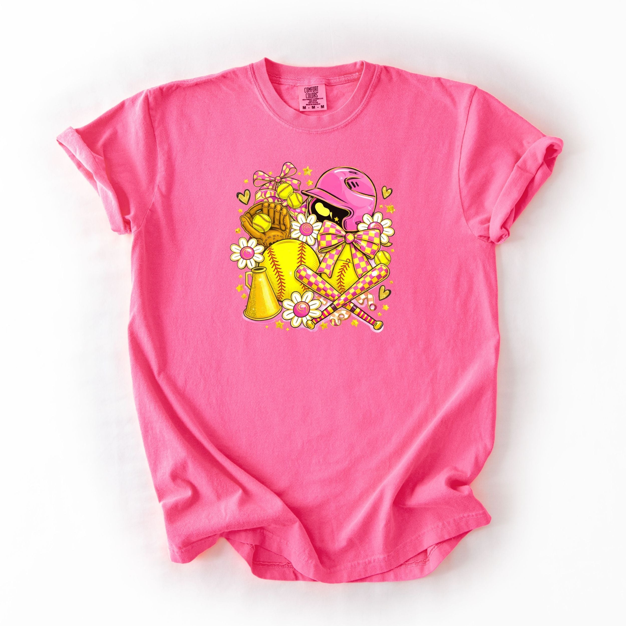 Pink And Yellow Floral Softball