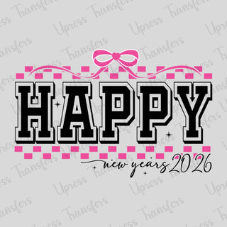 Pink Checkered Coquette Happy New Year