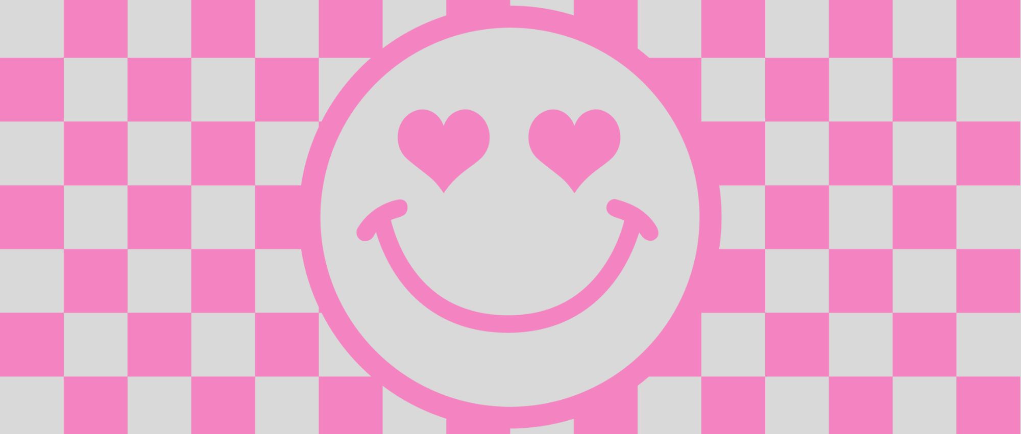 Pink Checkered Smiley 16 oz UV Wrap