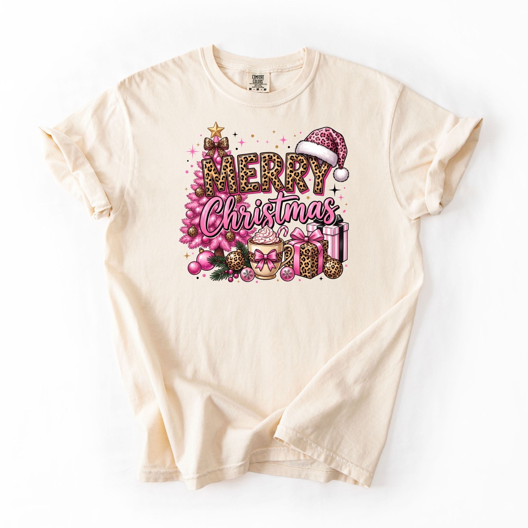 Pink Cheetah Merry Christmas