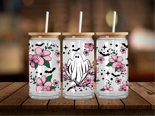 Pink Floral Ghost Print 16 Oz Wrap