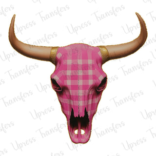 Pink Gingham Skull