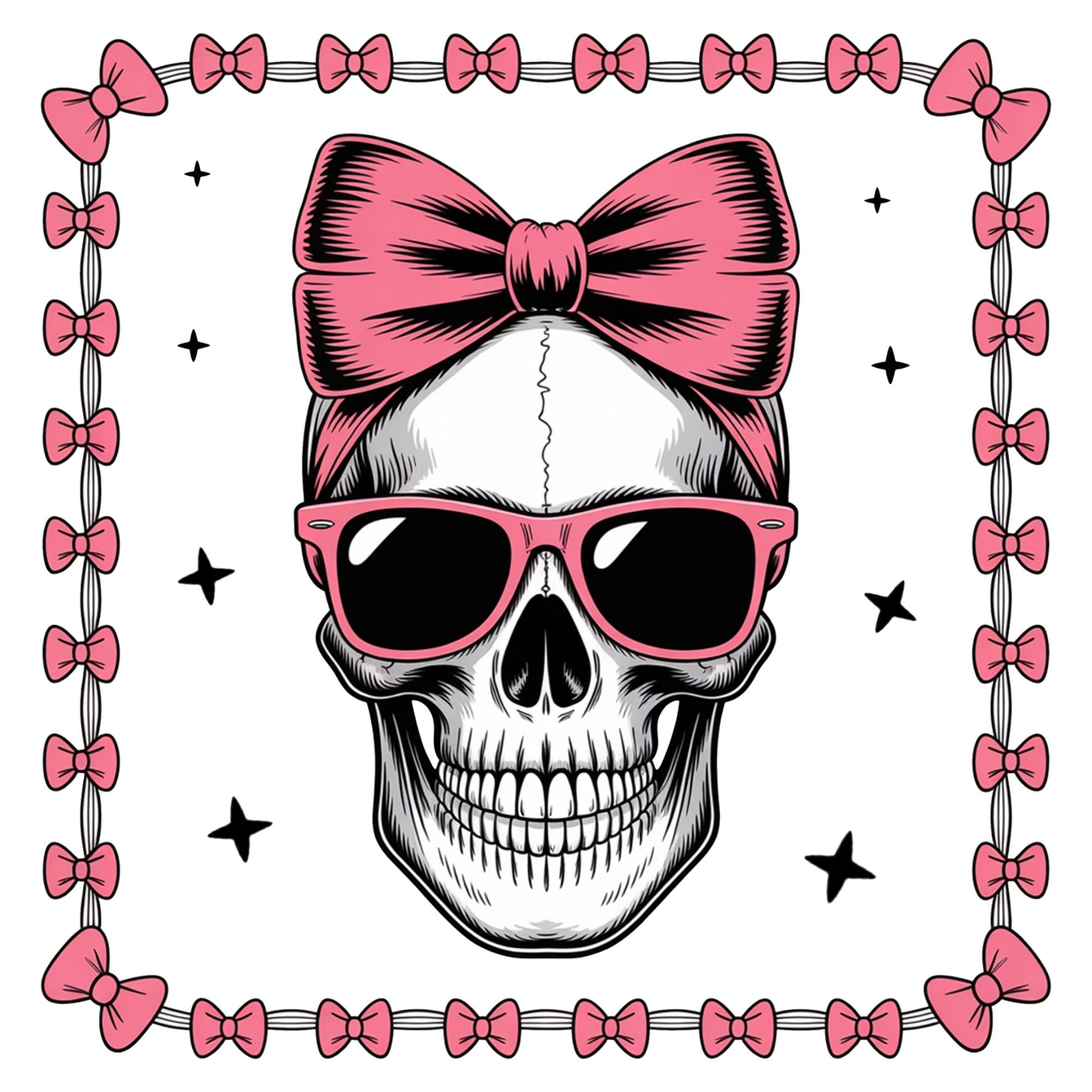 Pink Girly Skull Bows