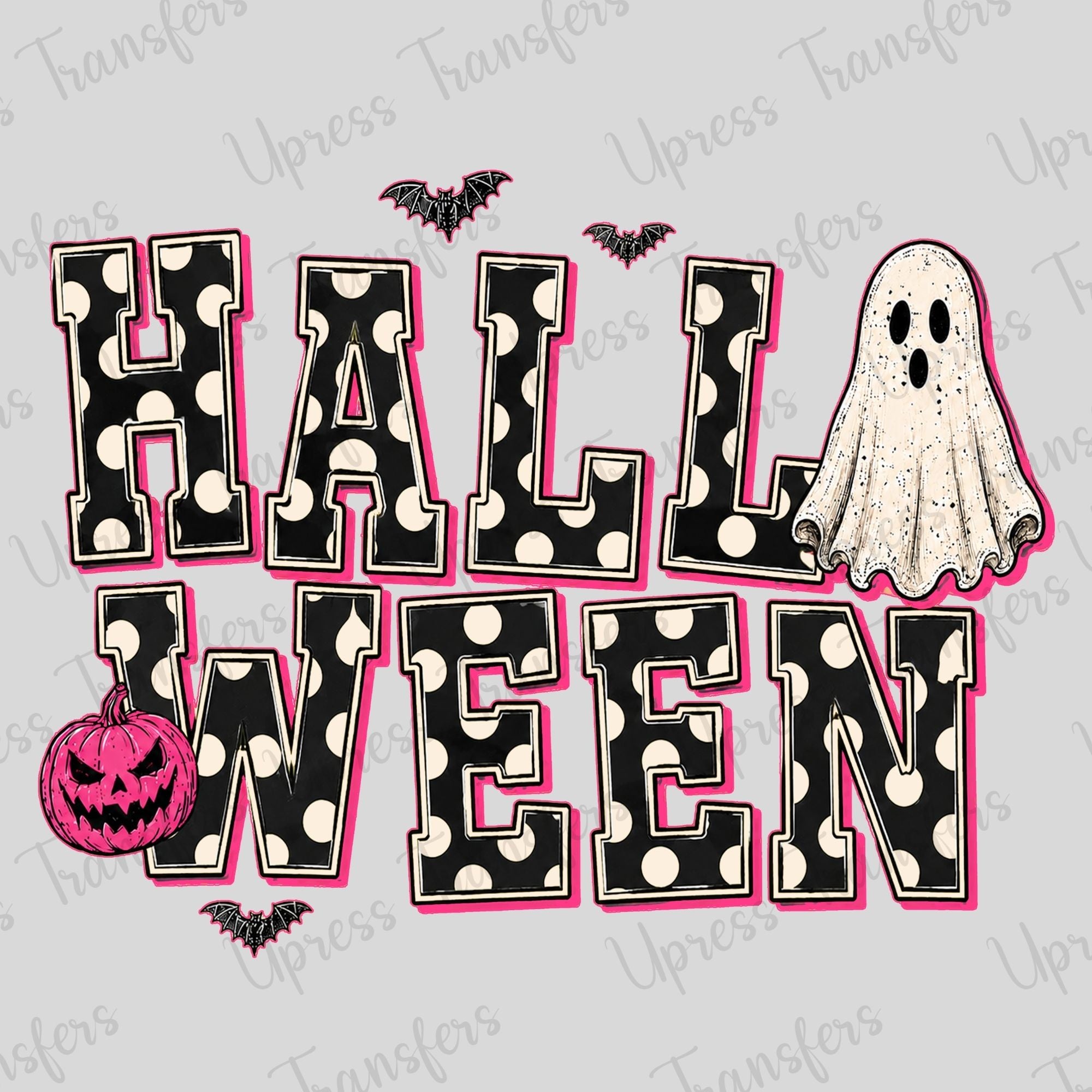 Pink Outlined Polka Dotted Halloween