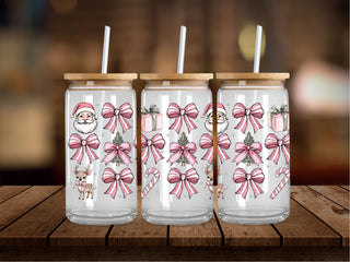 Pink Pastel Christmas Collage Retro 16 Oz Wrap