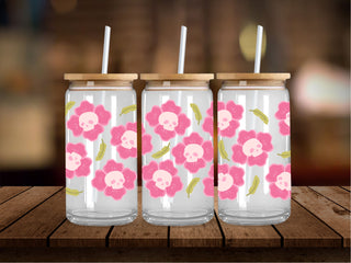 Pink Skull Flowers 16 Oz Wrap